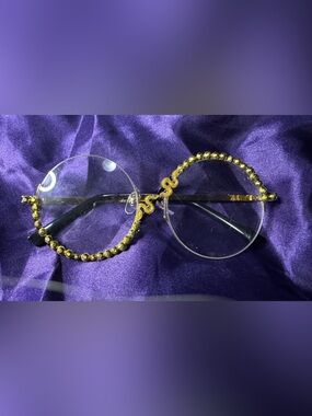 Gold Snake Accent Beaded Reading Glasses - Women Accessories